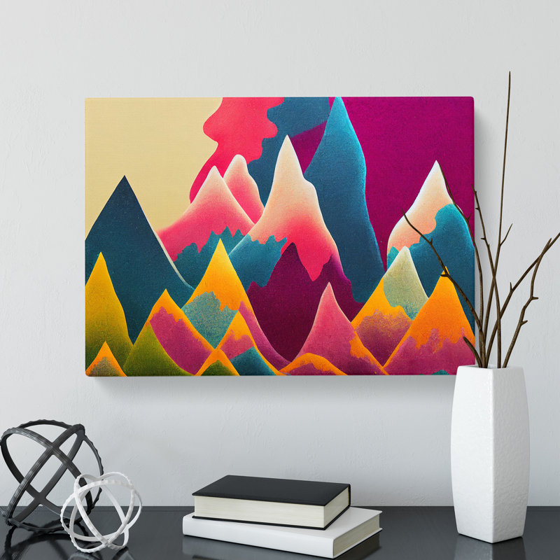 Wondrous Painted Mountains Abstract - Wrapped Canvas, 35cm H x 50cm W