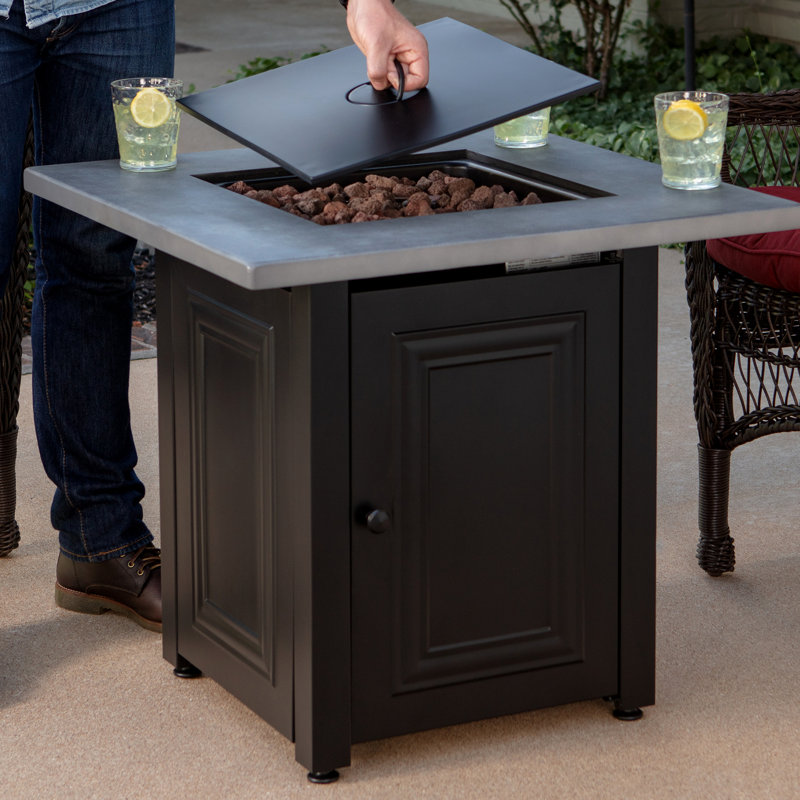 Wakefield Black and Grey Steel Gas Fire Pit Table