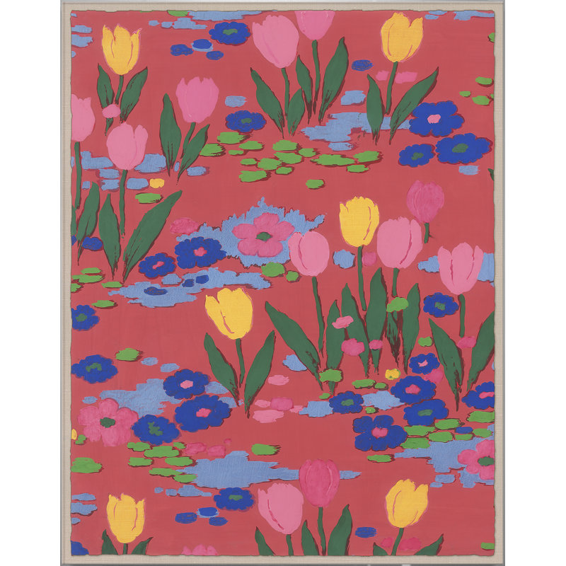 Tulipes 1 par Paule Marrot - reproduction imprimée, Boîte en acrylique, H 56 po x l 44 po x P 1,25 po