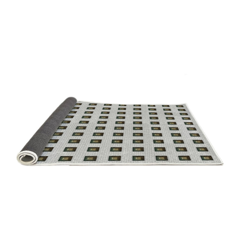 Tapis gris/zone noire à motifs, Rond 4 pi