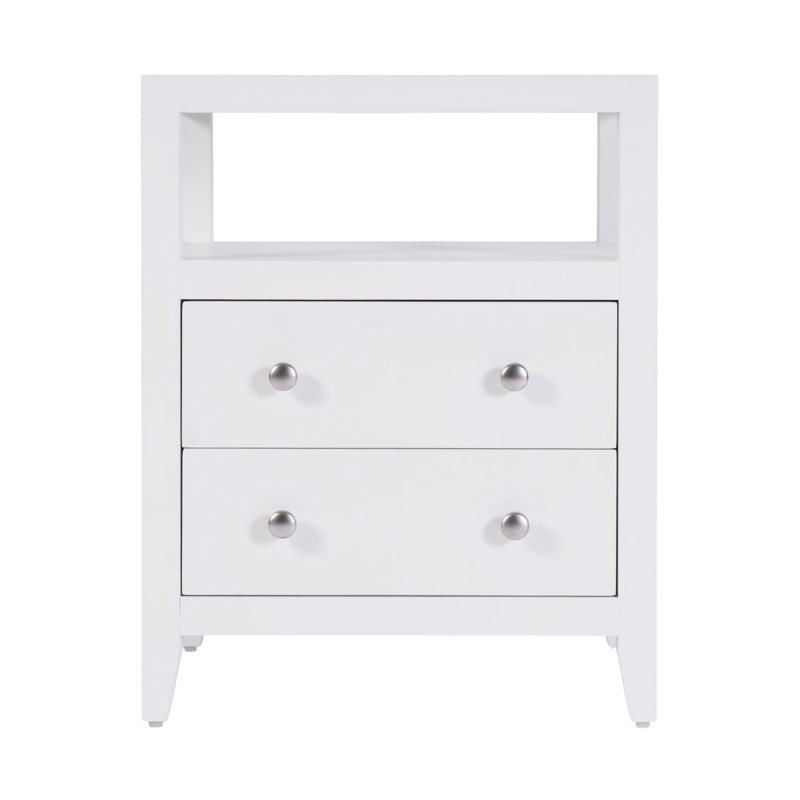 Table de chevet rectangulaire à 2 tiroirs en bois l 21 po Pettitt, Blanc