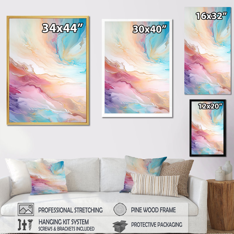 Décoration murale arc-en-ciel liquide Liquide Tide II, Cadre flottant noir, H 40 po x l 30 po x P 1,5 po