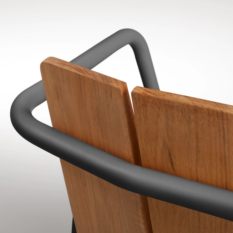 Offline Outdoor Teak Dining Armchair, Carbon