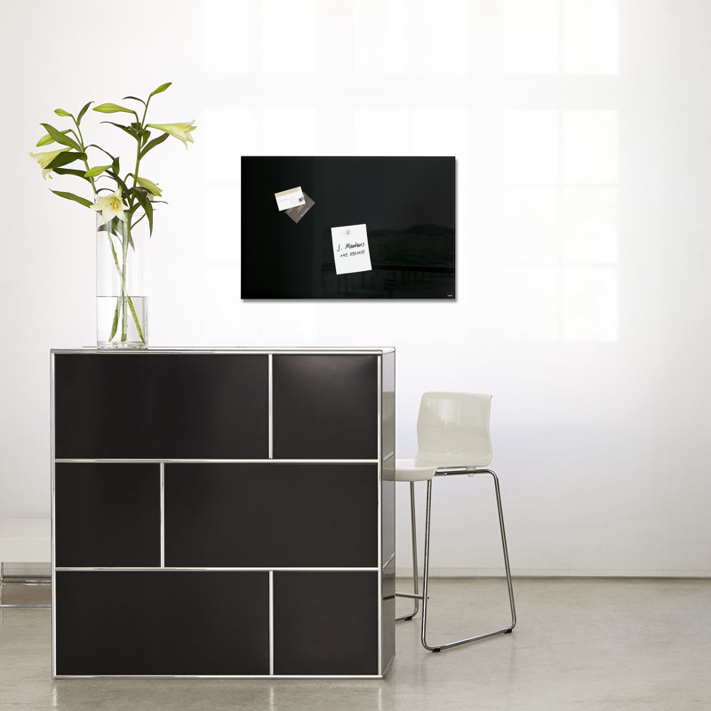 Artverum Wall Mounted Glass Board, Black, 40cm H x 60cm W x 60cm L