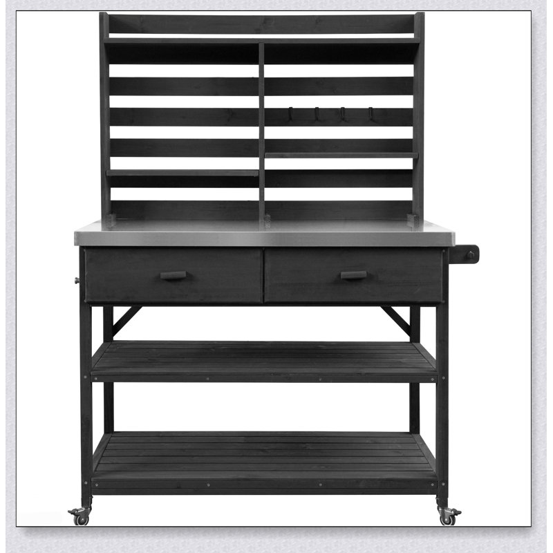 Banc de rempotage extérieur 64,9 "H avec roues verrouillables, Noir