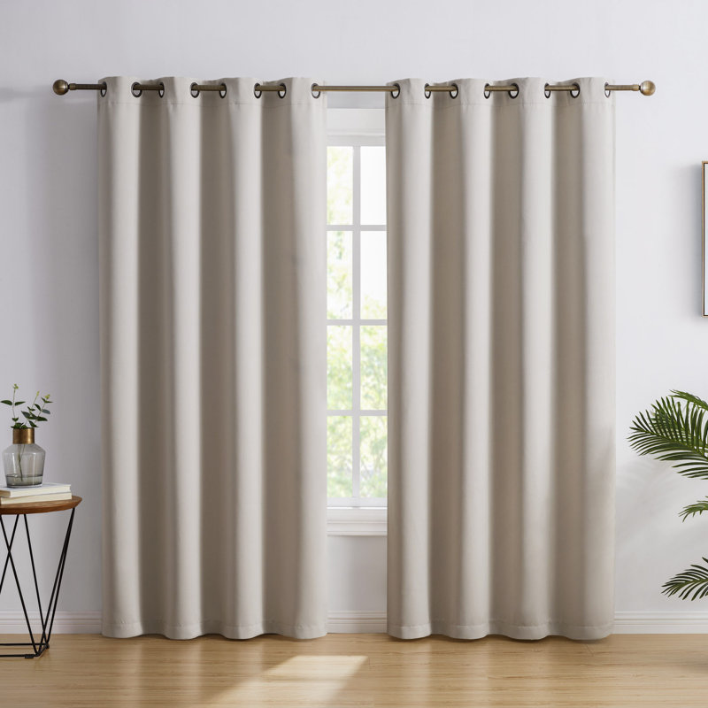 Gerlach Polyester Blackout Thermal Grommet Curtain Pair, 52" W x 63" L, Beige