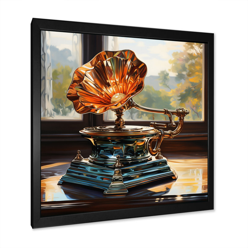Gold Phonographs Melodic Reflections I - impression, H 24 po x l 24 po x P 1 po, Cadre simple noir