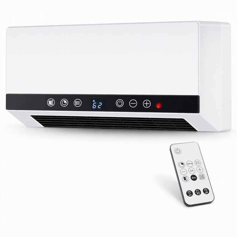 Electactic 1500W Wall Mount Electric Heater, Indoor Space Heater with Remote, LED Display & Weekly Timer