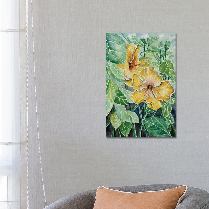 Hibiscus Flowers Tropical 1 Piece Wrapped Canvas Painting, 66.04 cm H x 45.72 cm W x 1.91 cm D