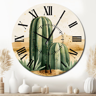 Desert Pair in Bloom - Southwestern Oversized Metal Wall Clock
