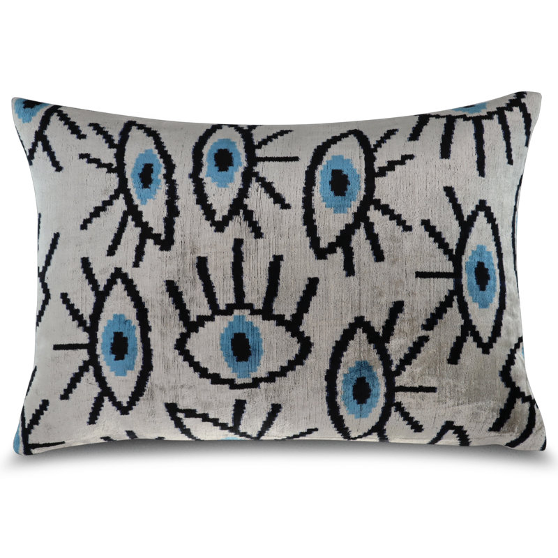 Velvet Rectangular Pillow Cover & Insert, Light Gray Geometric