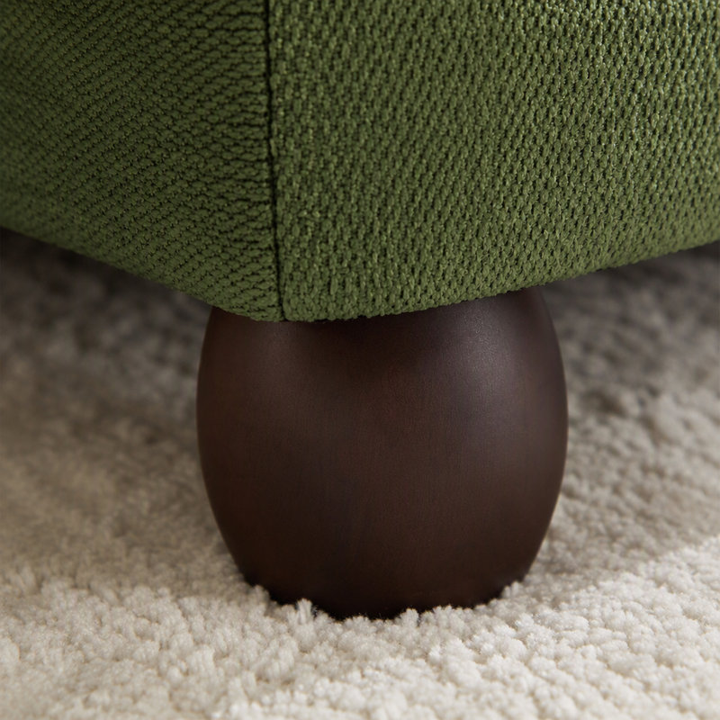 Canapé modulable 4 places en chenille avec un pouf et bord volanté, Chenille verte