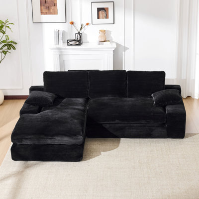 4 - Seat Modular Sectional In Modern Minimalist Style, 99*69" Black L Shape Upholstered Sleeper, No Assembly Required, Comfortable With High Resilience Foam And Structure , Minimalist, Spring Pack