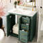 Meuble-lavabo de 30 po avec cadre en bois massif, charnières, planches, rangement spacieux pour les articles de toilette, style rétro et produits uniques à motif de rainures,-431478788