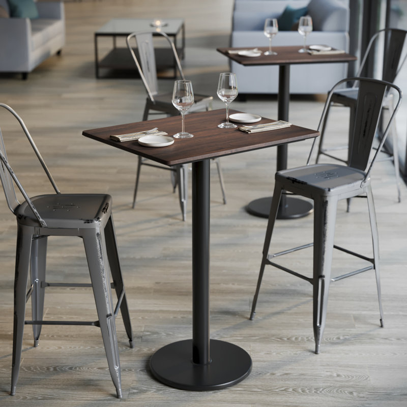 Plateau de table commercial 24 "x 30" sans soudure avec base à hauteur de bar, Brown 