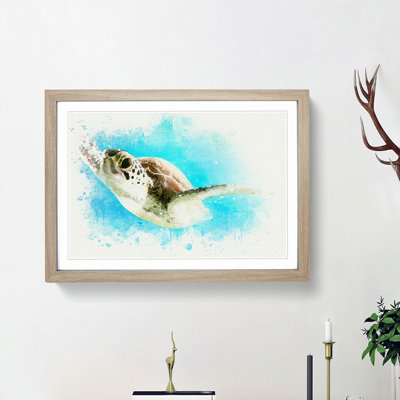 Green Turtle in Abstract - Framed Print
