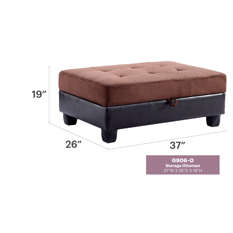 Elegant Chocolate Upholstered Ottoman, Chocolate/Black Microfiber / Microsuede