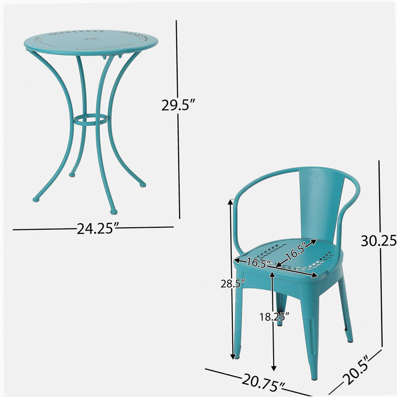 LOURDES 3 PC KD METAL SET, Teal