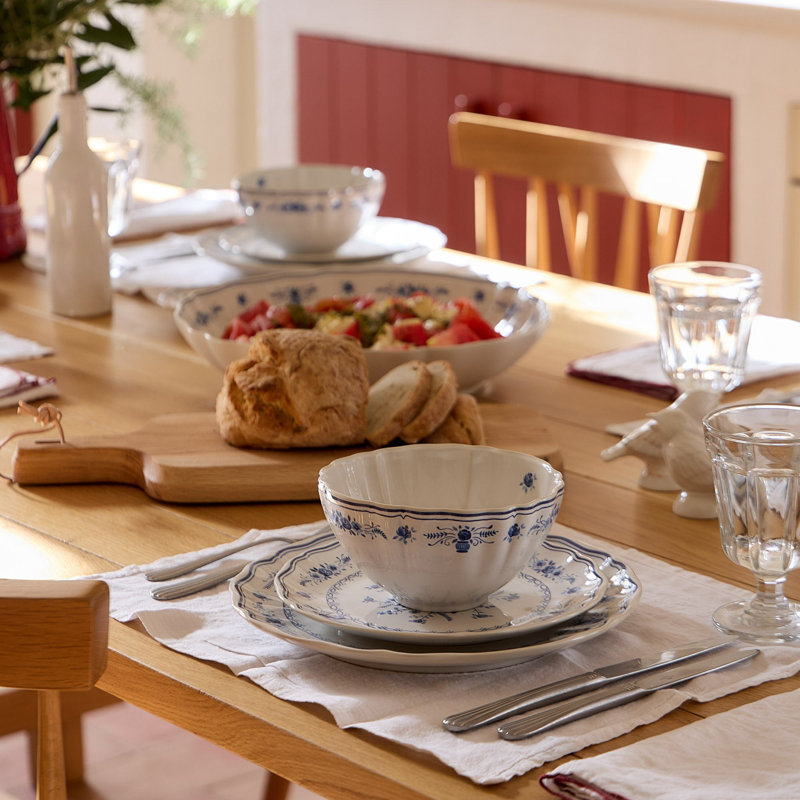Vila Dinner Plates, White/Blue