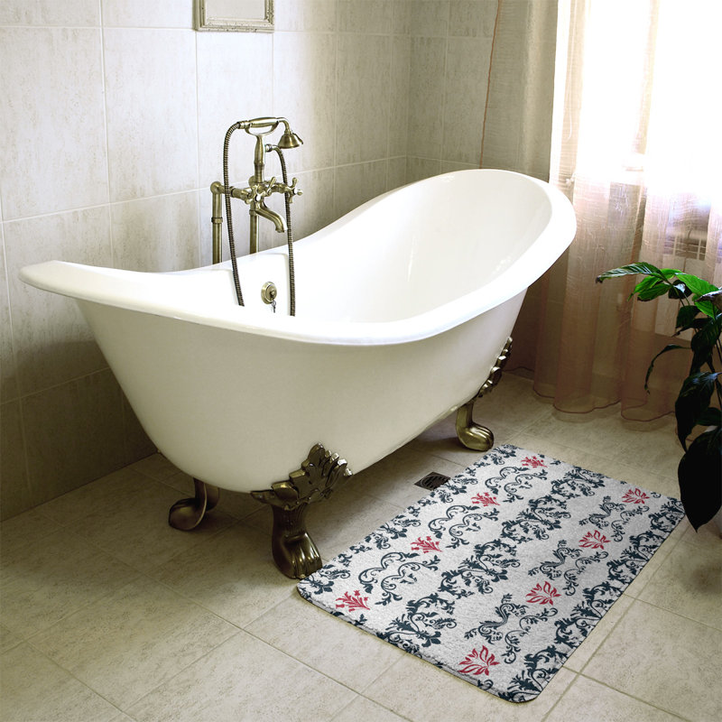 Tapis pour salle de bain Houston, l 21 po x L 34 po, Bleu foncé acier / blanc / rouge bataille
