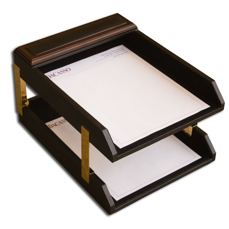 Leather Stackable File Organizer, Walnut
