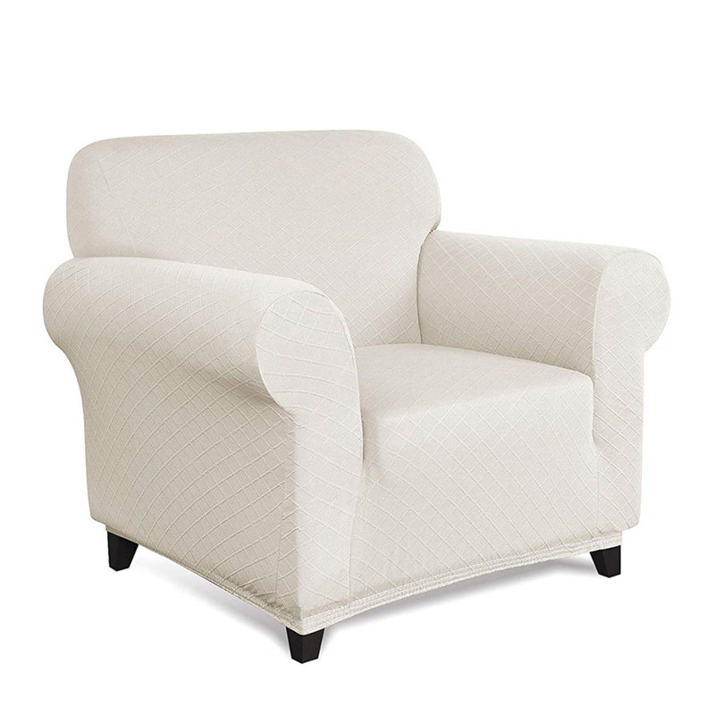 Housse pour fauteuil à coussins carrés ultra doux, Ivoire
