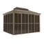 Pavillon de jardin de 10 pi x 12 pi, véranda entièrement fermée avec portes coulissantes verrouillables, pavillon de jardin à toit double en acier galvanisé, solarium de patio à cadre en aluminium pour la cour arrière-129167809