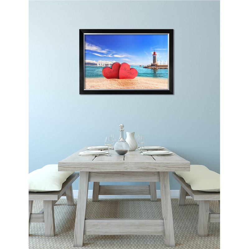 " Beach Lovers ", 16" H x 24" W x 1.5" D, Black Framed Canvas