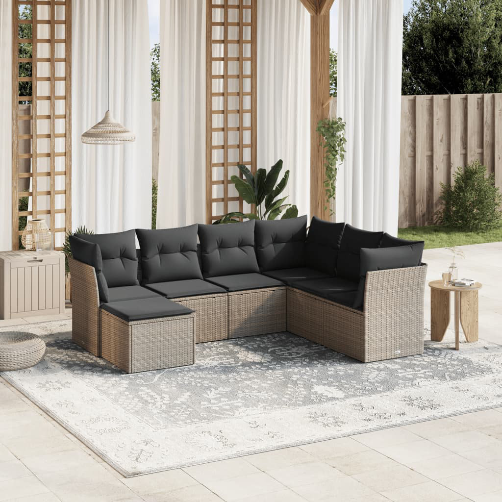 Vidaxl 7-Tlg. Garten-Sofagarnitur Mit Kissen Braun Polyrattan