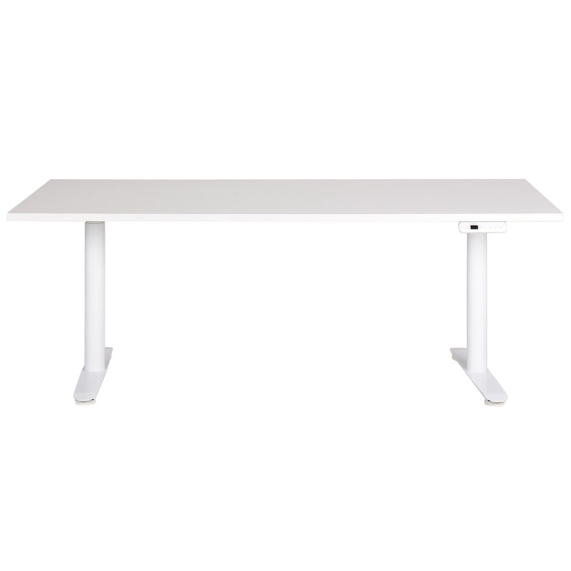 Garrey Adjustable Metal Base Standing Desk, White, White, 132cm H x 180cm W x 80cm D