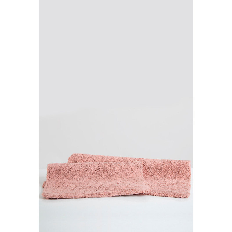 Ensemble de 2 tapis de bain de couleur unie Hazem, Vieux rose