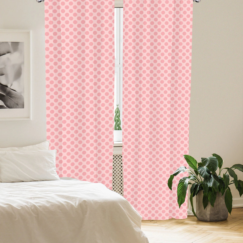 Polka Dots Semi-Sheer Rod Pocket Curtain Panels, 28" x 95"