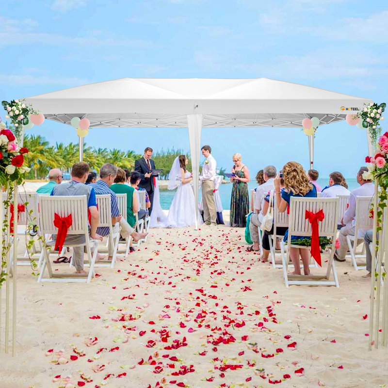 10x20 Pop up Canopy with Sidewalls, One Push Outdoor Tents, White