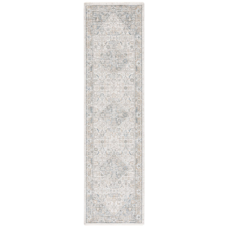 Hand-knotted Blue Synthetic Runner Rug with Intricate Detail