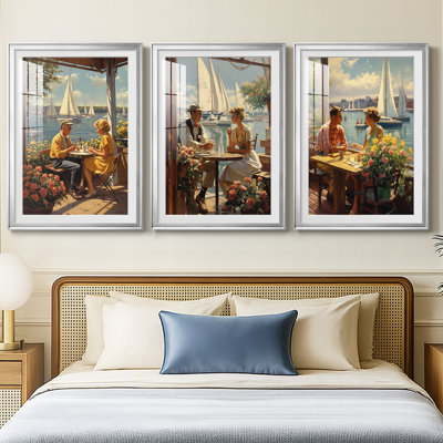 Vintage Portrait Print LXXI  -Custom Framed  Premium Print W Matt - 3 Pieces