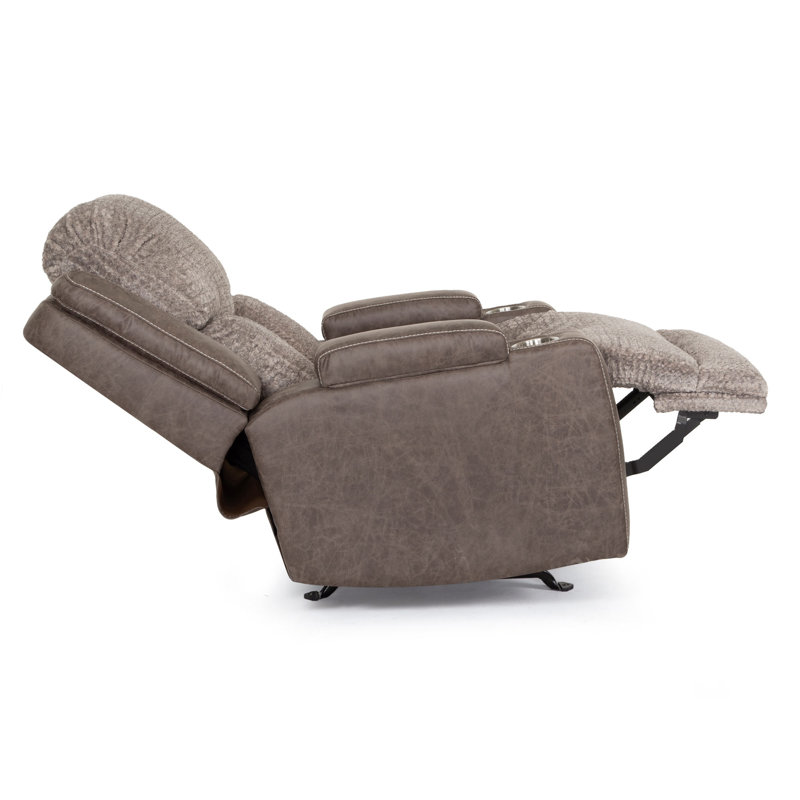 Tyera Power Reclining Rocker Recliner W/ Power Headrest, Dual Arm Storage, Massage, And Cupholders