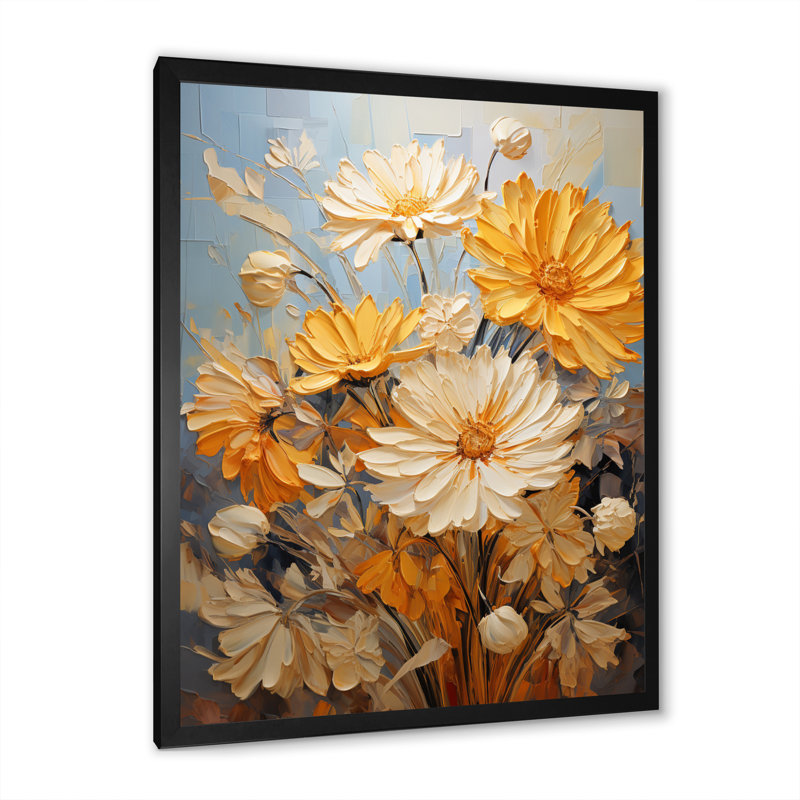 Yovanna Chrysanthemums Autumn Gold Patchwork II, Cadre photo noir, H 20 po x l 12 po x P 1 po
