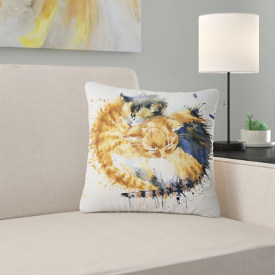 Coussin d’illustration graphique jolie chat animal