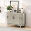 Console de 47,2 pouces de style Champagne avec 4 portes et des tablettes intérieures réglables pour le salon, la chambre à coucher et le bar élégant