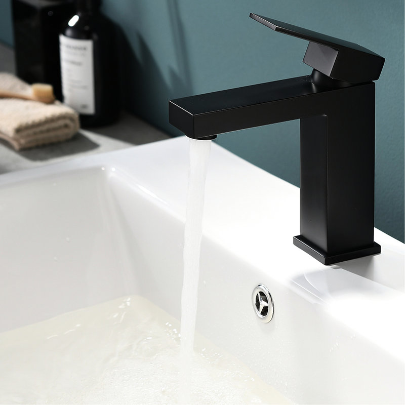 Brushed Black Basin Tap - Single Handle With Ceramic Filler For Bathroom Modern Deck-Mounted Faucet Cartridge Valve And Easy Water Flow Control