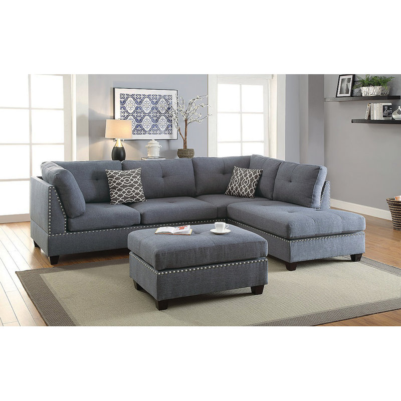 3 pièces Canapé modulaire gris et gris