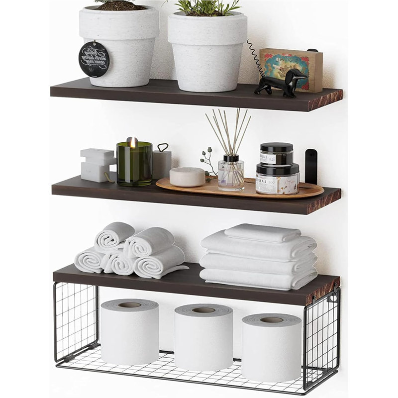 Akershus Bathroom Shelves, Rustic Brown