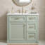 Meuble-lavabo autoportant à un lavabo de 91 cm (36 po) de couleur verte, avec comptoir en céramique et porte d'armoire à fermeture amortie-1923477870