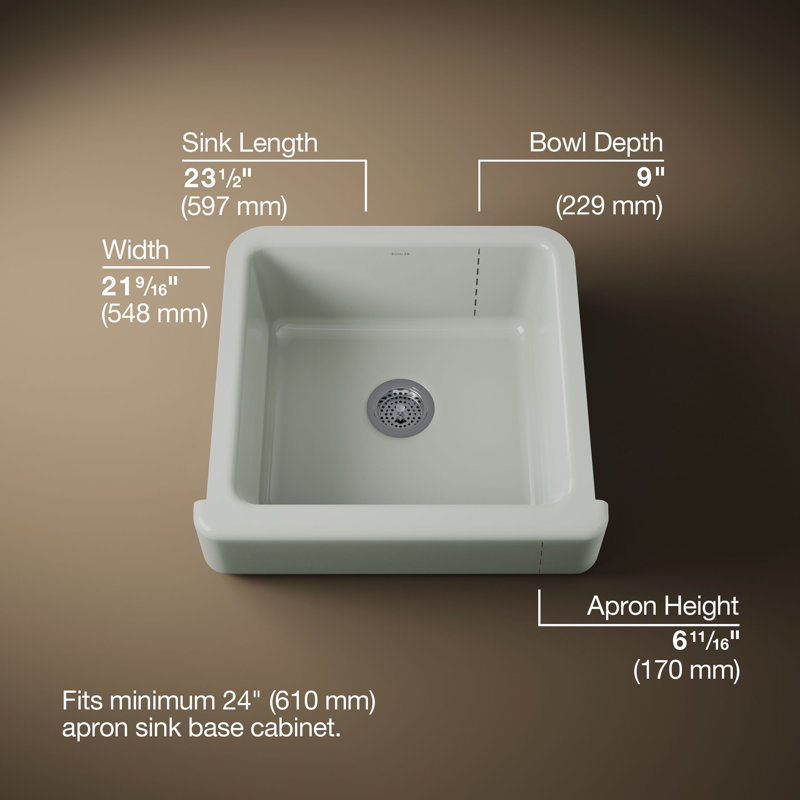 Whitehaven Self-Trimming 24" L x 22" W Farmhouse Kitchen Sink, Sea Salt