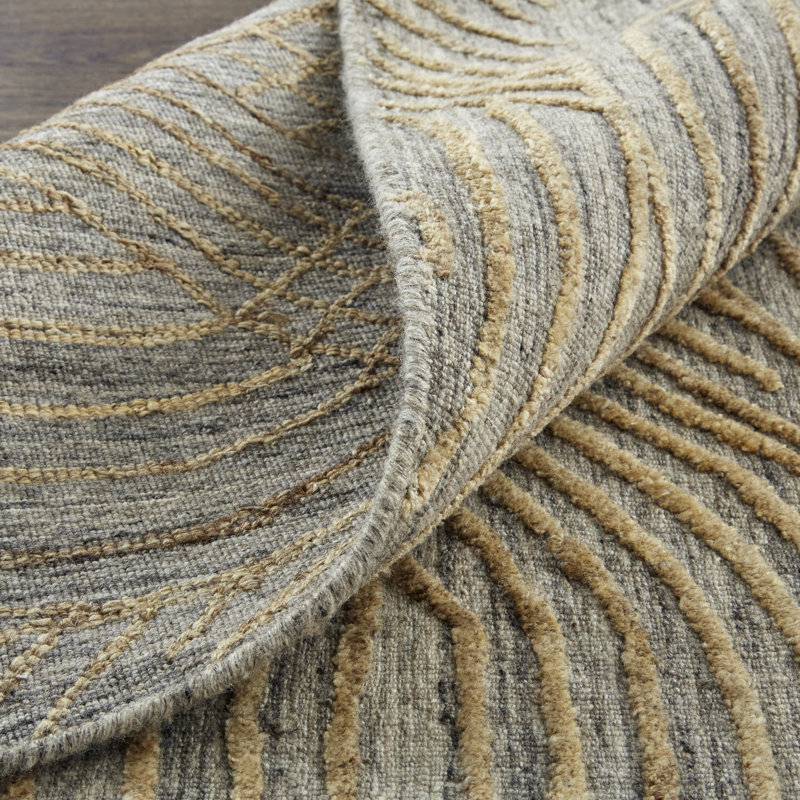 Taunton Transitional Abstract, Gold/Gray Area Rug, Rectangle 8' x 10'