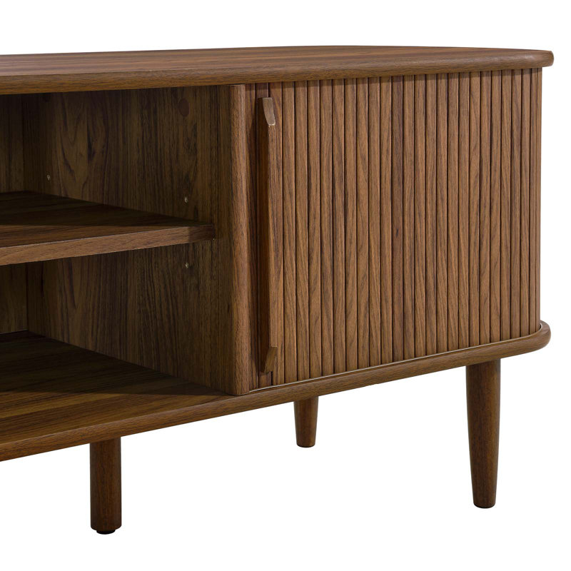 Contour 63'' Walnut Mid-Century Modern TV Stand with Cabinet