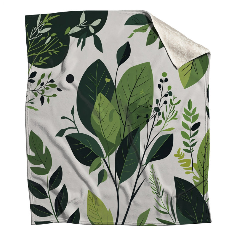 Jeté en molleton Leaves - Jetés naturels pour canapés ou lits, 60 po L x 80 po H