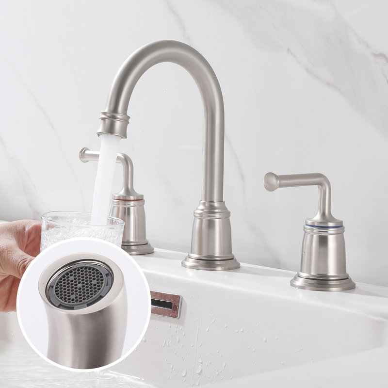 7.67" Widespread Bathroom Sink Faucet 3 Hole, Traditional 2-Handle Bathroom Faucet With Drain Assembly, Brushed Nickel