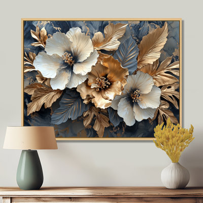 Clarise Goldem Hibiscus liquide Art Harmony II - Hibiscus Wall Art Decor