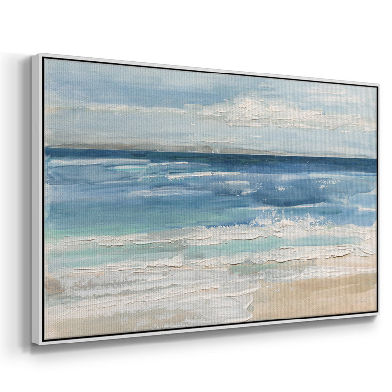 " Ocean Waves I ", 25" H x 37" W x 2" D, White Framed Canvas